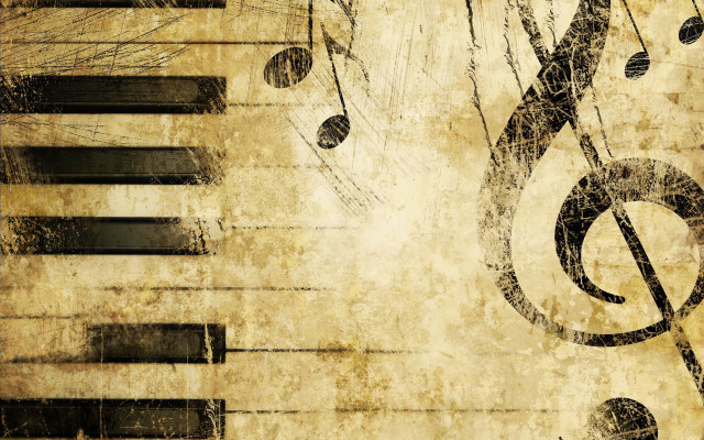 Grungy piano musical notes trebles #4 free wallpaper for desktop - medium preview image