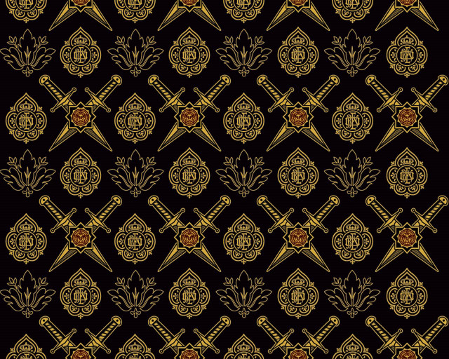 Swords shield pattern black gold free wallpaper for desktop - medium preview image