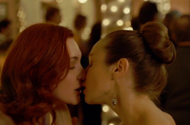 Women kissing room lights chandelier free wallpaper for desktop - medium preview image