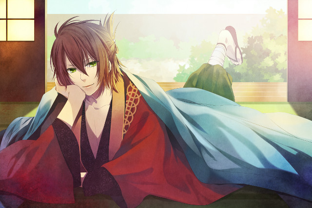 Woman kimono bed cat window free wallpaper for desktop - medium preview image