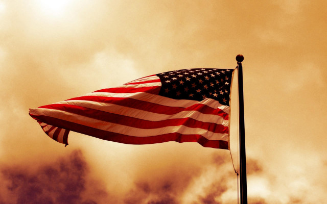 Flag flying cloudy sky sunbeam free wallpaper for desktop - medium preview image