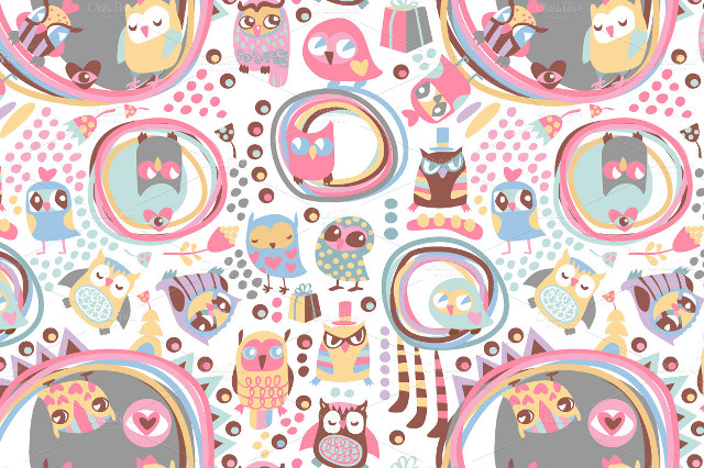 Colorful pattern owls animals surface free wallpaper for desktop - medium preview image