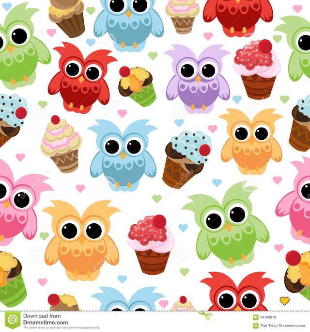 Colorful owls cupcakes hearts dots free wallpaper for tablet - medium preview image
