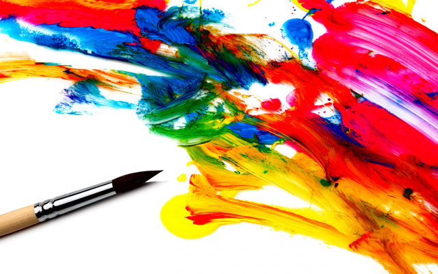 Brush painting rainbow splash fiery free wallpaper for desktop - medium preview image