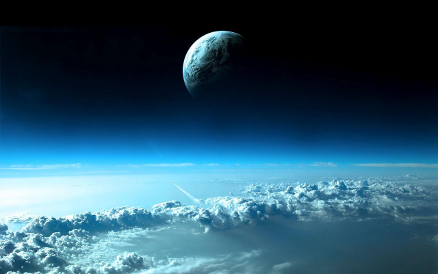 Earth space shuttle clouds moon free wallpaper for desktop - medium preview image