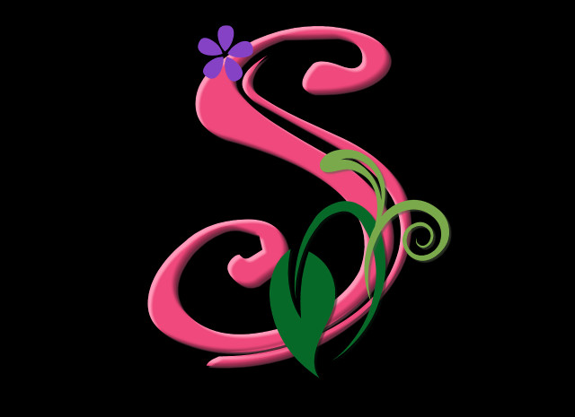 Pink green letter s flower free wallpaper for desktop - medium preview image