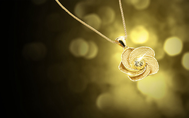 Gold necklace flower diamond rococo free wallpaper for desktop - medium preview image
