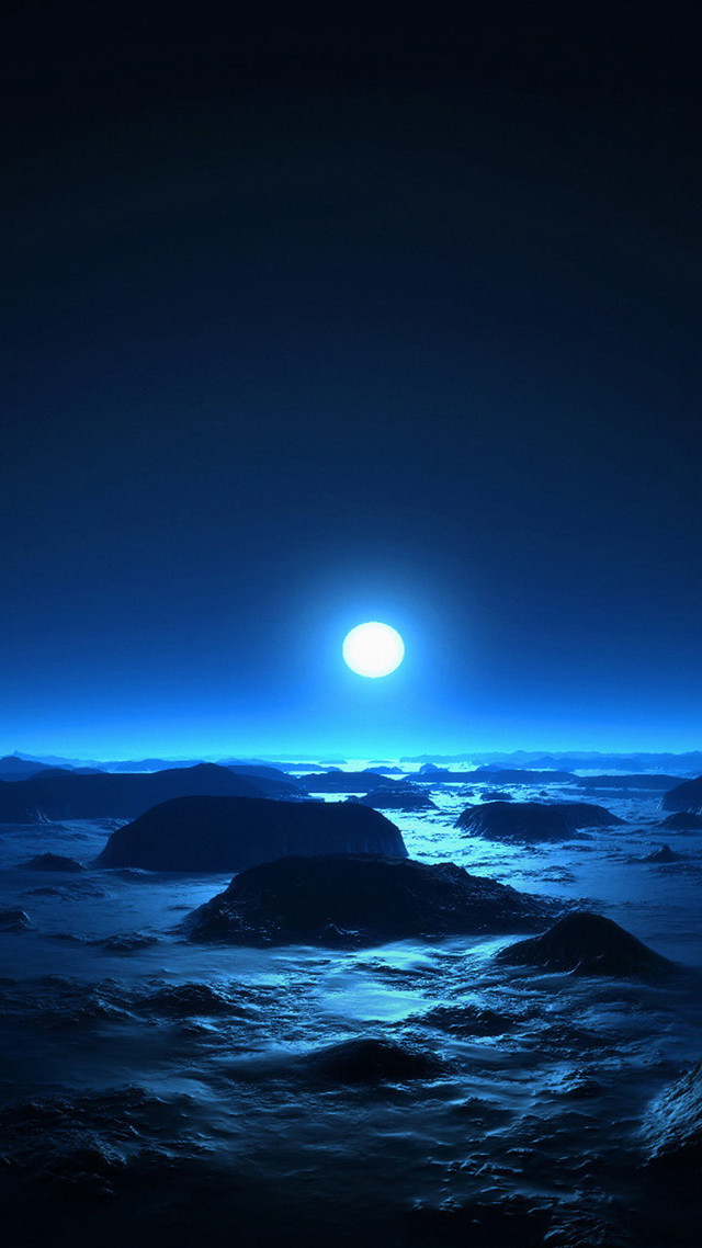 Full moon ocean night matte free wallpaper for mobile - medium preview image