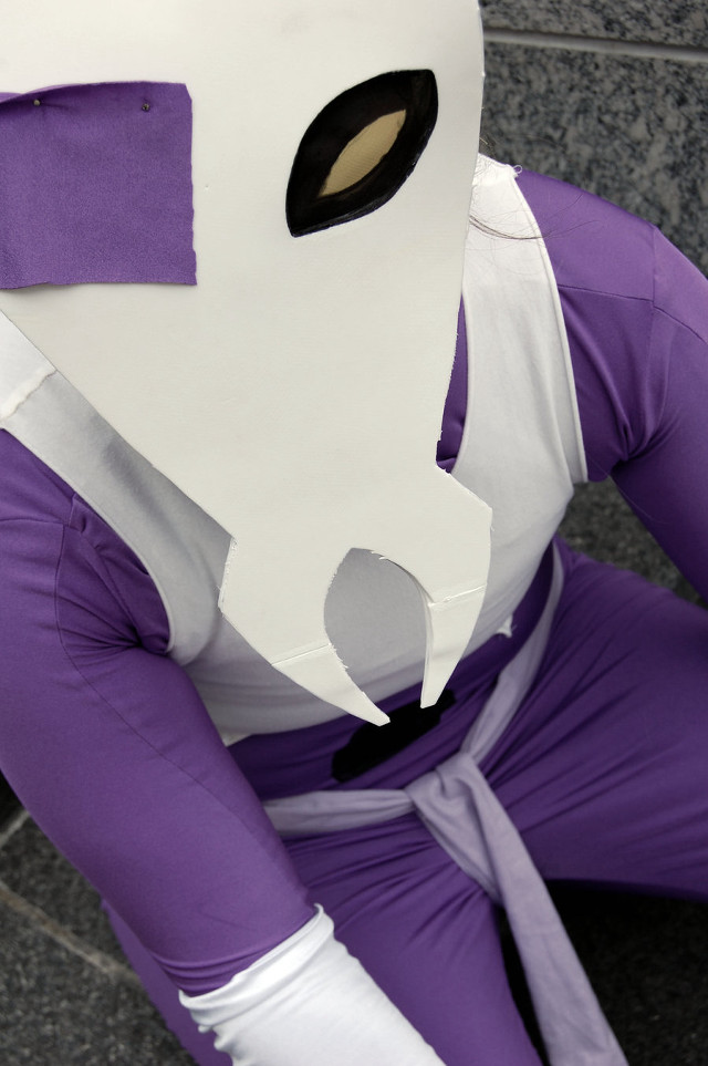 Purple white costume mask person free wallpaper for mobile - medium preview image