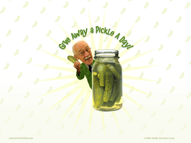 Man holding pickle in jar free wallpaper for desktop - medium preview image