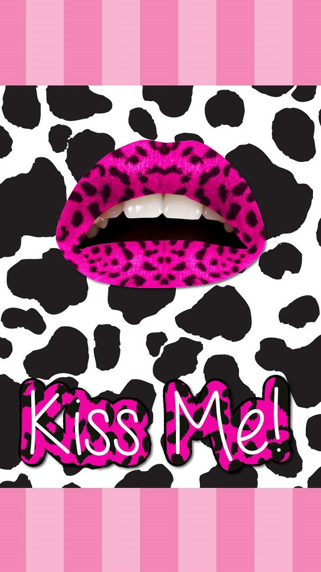 Pink black leopard print lip free wallpaper for mobile - medium preview image