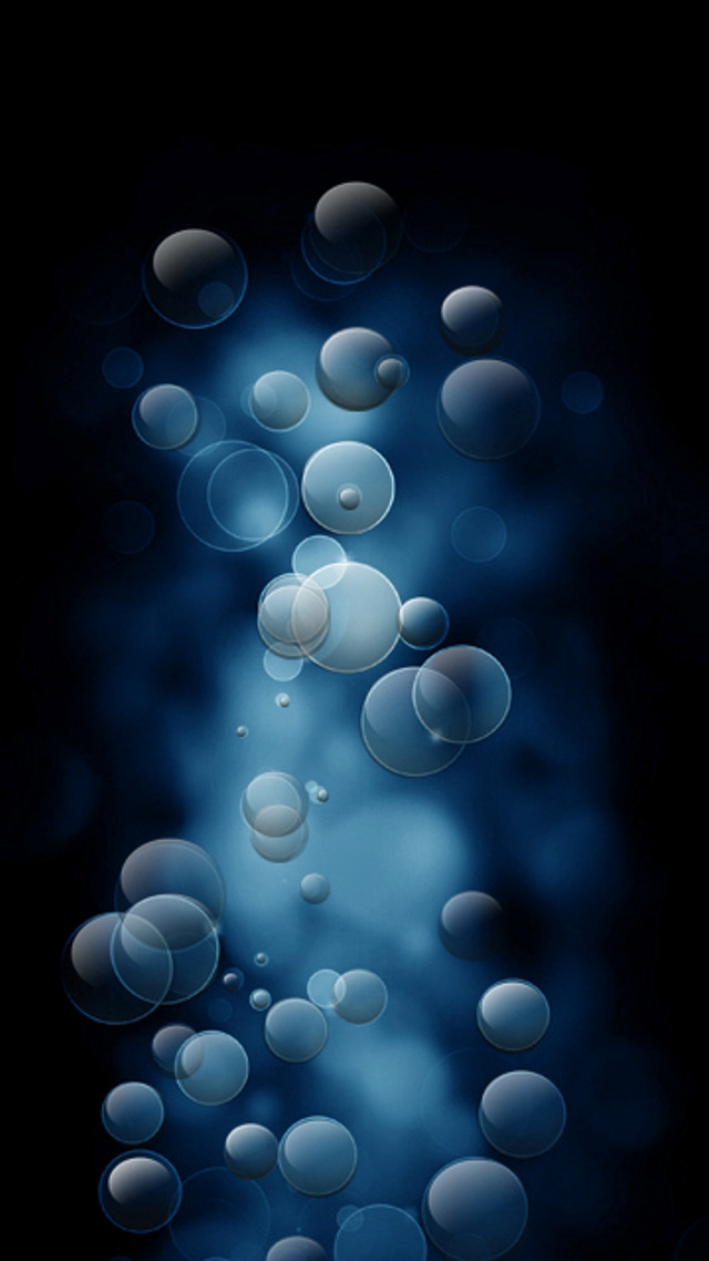 Black background water bubbles blue free wallpaper for mobile - medium preview image