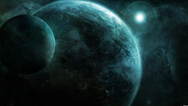 Two planets starry sky moon free wallpaper for desktop - medium preview image