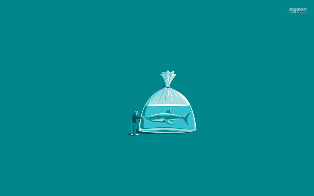 Bottle fish blue background green free wallpaper for desktop - medium preview image
