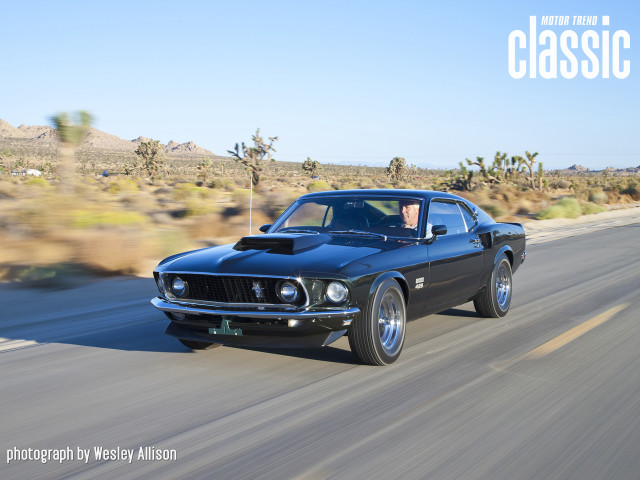 Black mustang desert road man free wallpaper for desktop - medium preview image