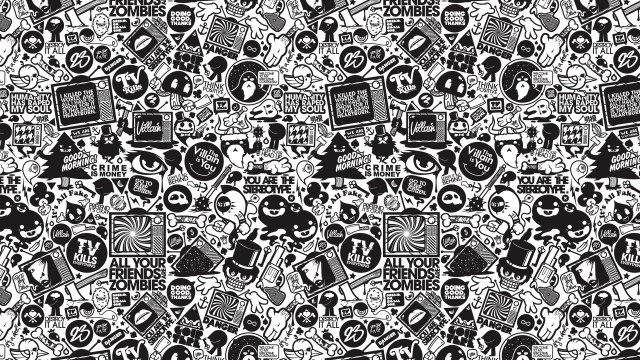 Black white skull pattern design free wallpaper for desktop - medium preview image