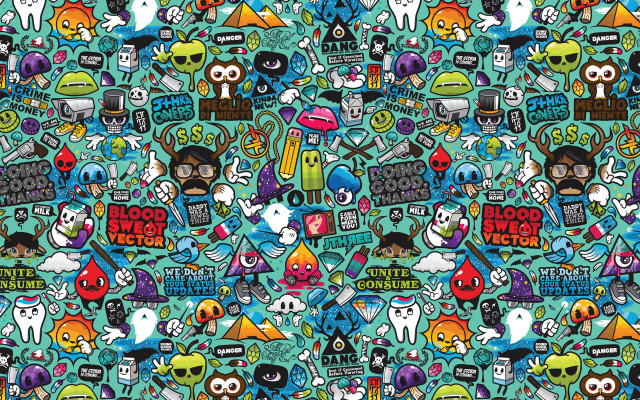 Colorful background stickers variety fun free wallpaper for desktop - medium preview image