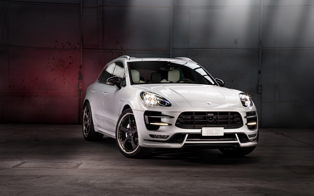 White porsche cayenne garage red free wallpaper for desktop - medium preview image