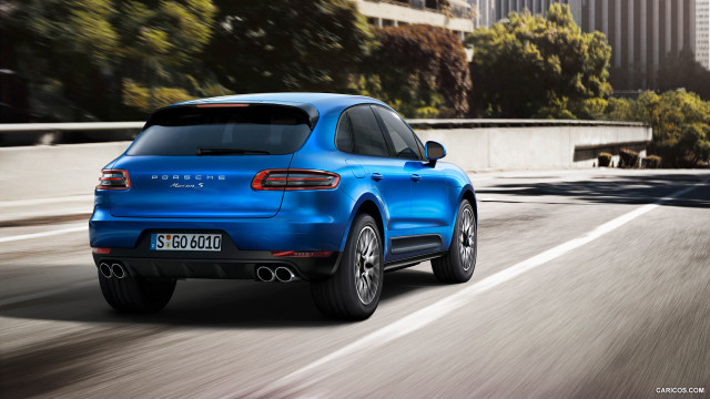 Blue porsche macan city street #2 free wallpaper for desktop - medium preview image