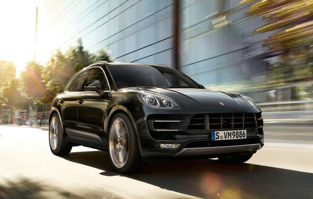Black porsche cayenne city street free wallpaper for desktop - medium preview image