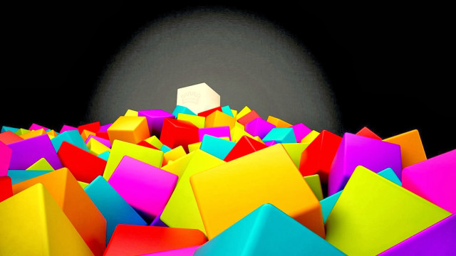 Colorful blocks black floor white free wallpaper for desktop - medium preview image