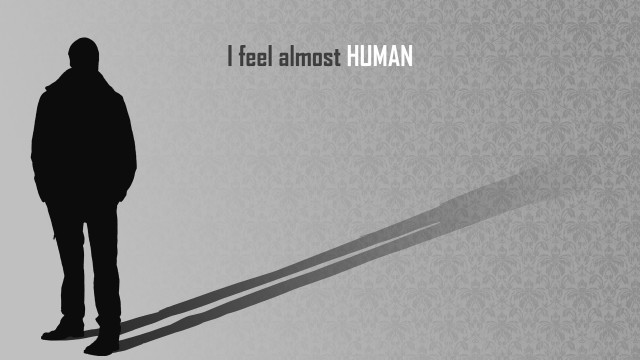 Shadow man minimalist robot greyscale free wallpaper for desktop - medium preview image