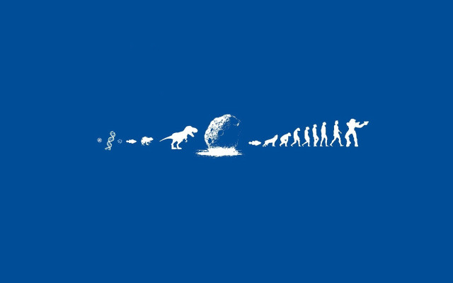 People walking blue field dog free wallpaper for desktop - medium preview image