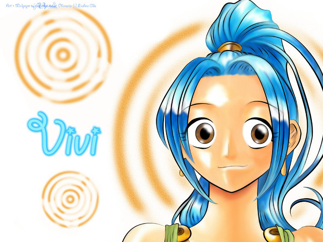Cartoon girl blue hair smile #2 free wallpaper for desktop - medium preview image