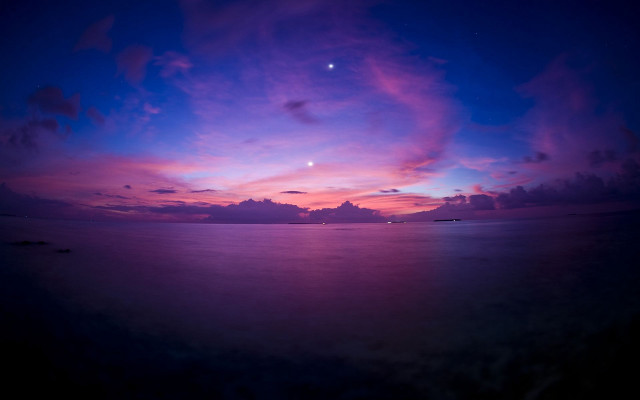Purple blue sky moon clouds free wallpaper for desktop - medium preview image