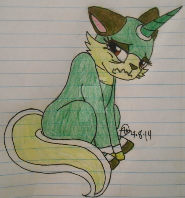 Cat sitting paper pencil green free wallpaper for tablet - medium preview image