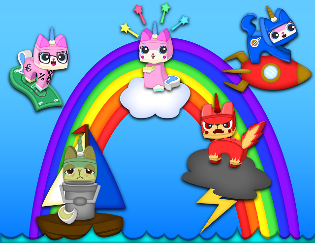 Rainbow cartoon animals rocket ship #2 free wallpaper for desktop - medium preview image