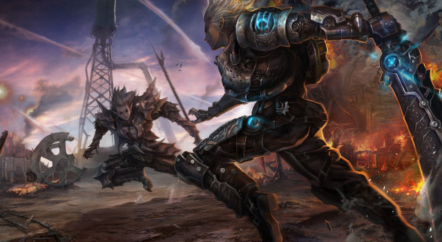 Couple people field giant robot free wallpaper for desktop - medium preview image