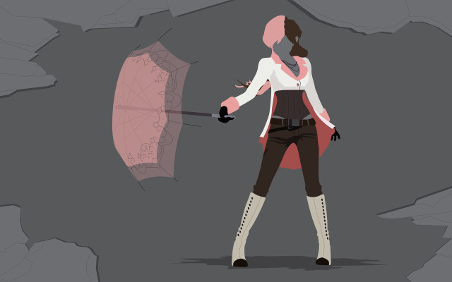 Woman umbrella rock wall pink free wallpaper for desktop - medium preview image