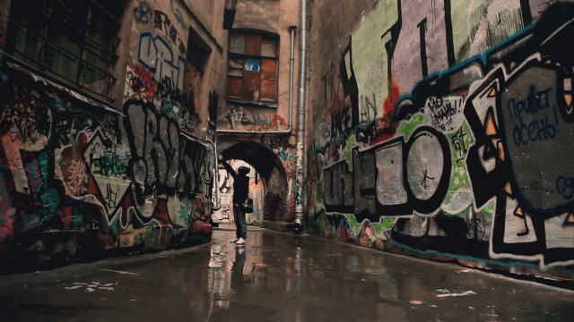 Person tunnel graffiti street car free wallpaper for desktop - medium preview image
