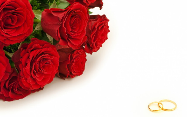 Bouquet red roses gold wedding free wallpaper for desktop - medium preview image
