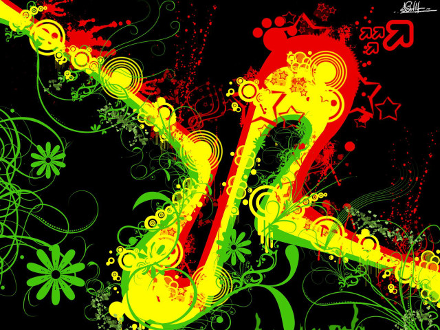 Colorful letter k floral design free wallpaper for desktop - medium preview image