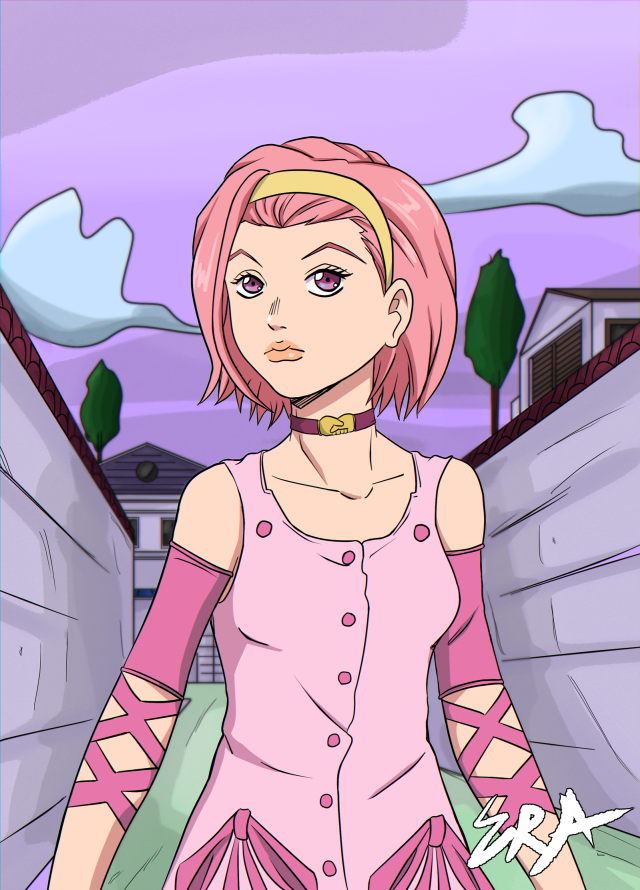 Pink girl cartoon anime graffiti free wallpaper for mobile - medium preview image