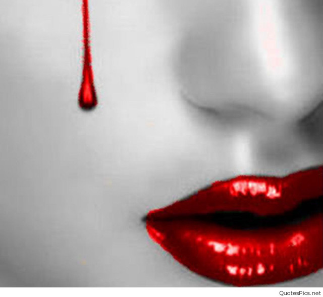 Woman red lipstick blood drip free wallpaper for tablet - medium preview image