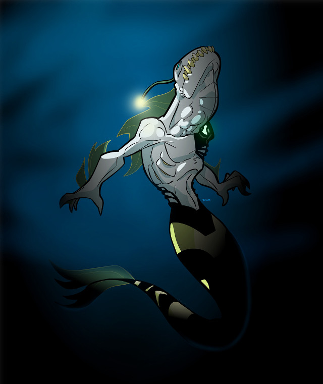 Mermaid glowing head tail cartoon free wallpaper for mobile - medium preview image