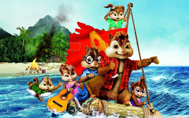 Chipmunks boat ocean flag guitar free wallpaper for desktop - medium preview image
