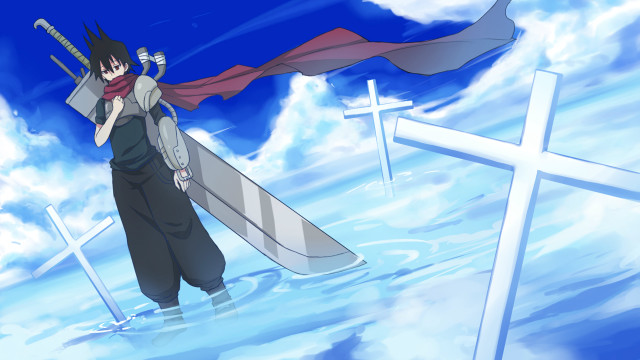 Person holding sword water cross free wallpaper for desktop - medium preview image