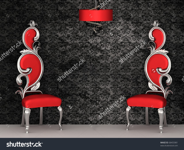 Red chairs black wall rococo free wallpaper for desktop - medium preview image