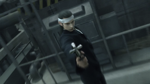 Man black coat gun blindfolded free wallpaper for desktop - medium preview image