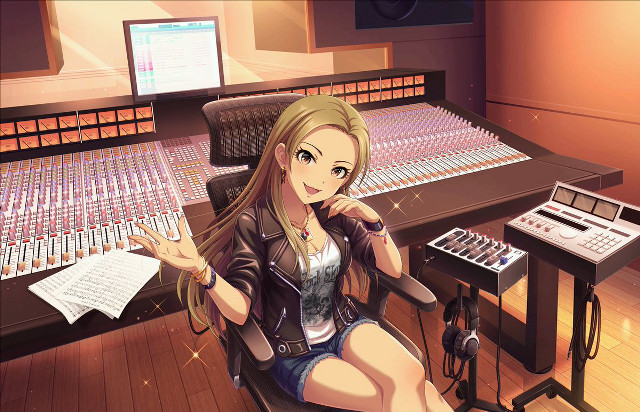 Girl mixing desk microphone sound free wallpaper for desktop - medium preview image