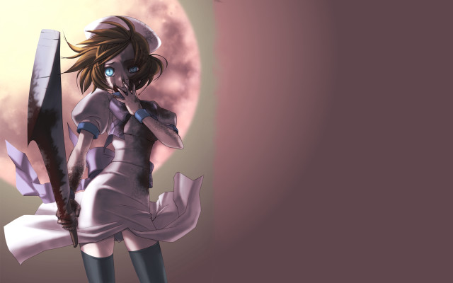 Woman holding knife full moon free wallpaper for desktop - medium preview image