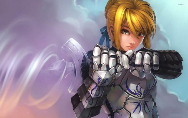 Futuristic woman sword glove sky free wallpaper for desktop - medium preview image