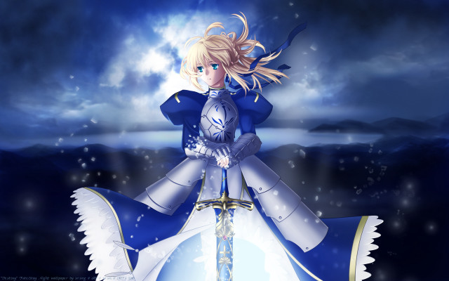 Anime character sword sky background #2 free wallpaper for desktop - medium preview image