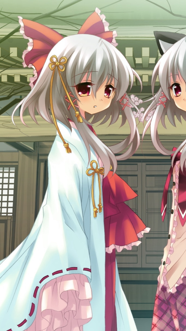 Anime girls cat hair ribbon free wallpaper for mobile - medium preview image