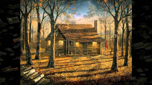 Log cabin woods red flag free wallpaper for desktop - medium preview image