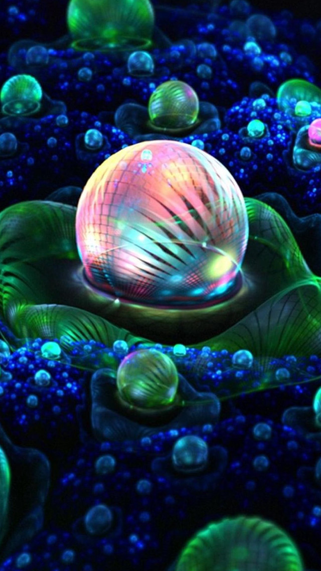 Colorful ball floating blue pond free wallpaper for mobile - medium preview image